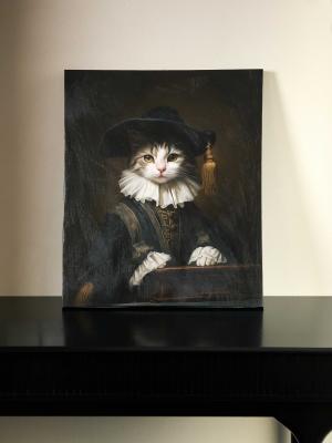 Frameless pet portrait painting